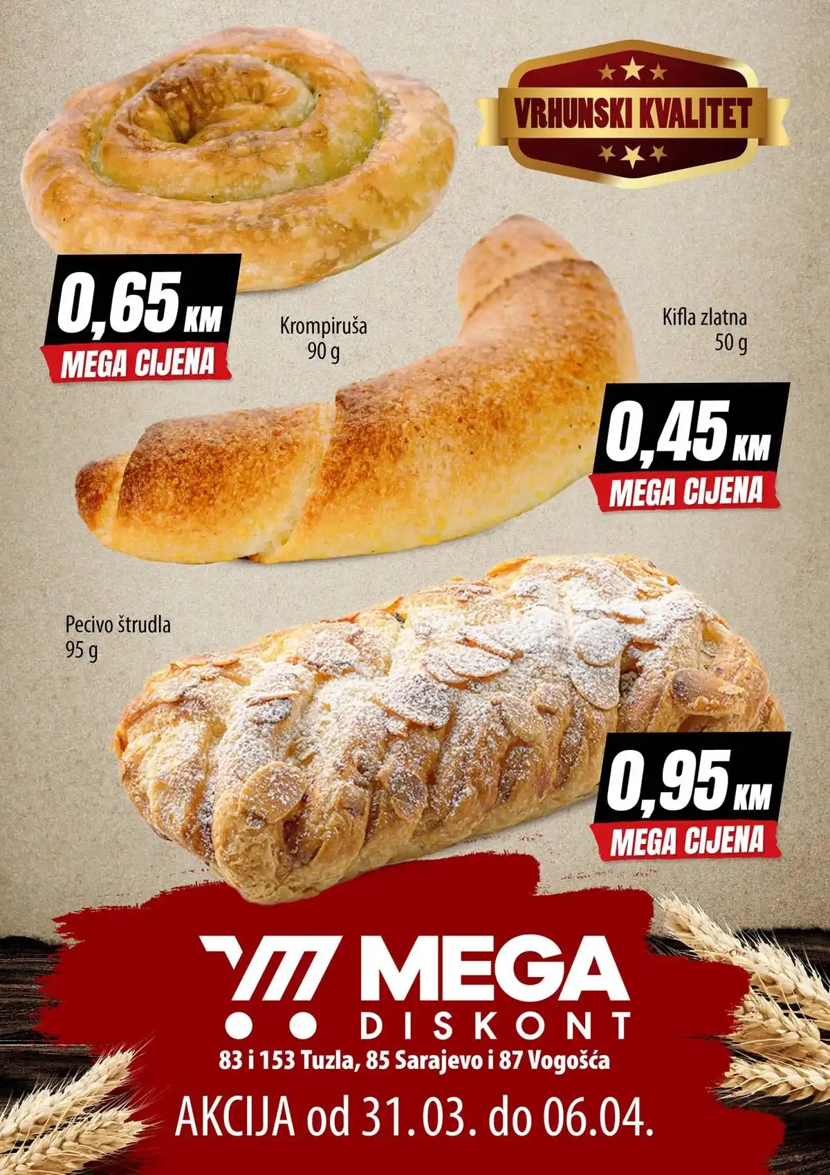 Mega Diskont akcija pekare Otoka Vogošća i Tuzla do 06.aprila 2026